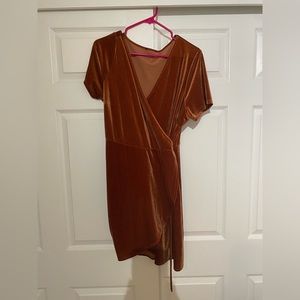 Velvet Wrap Tie Dress